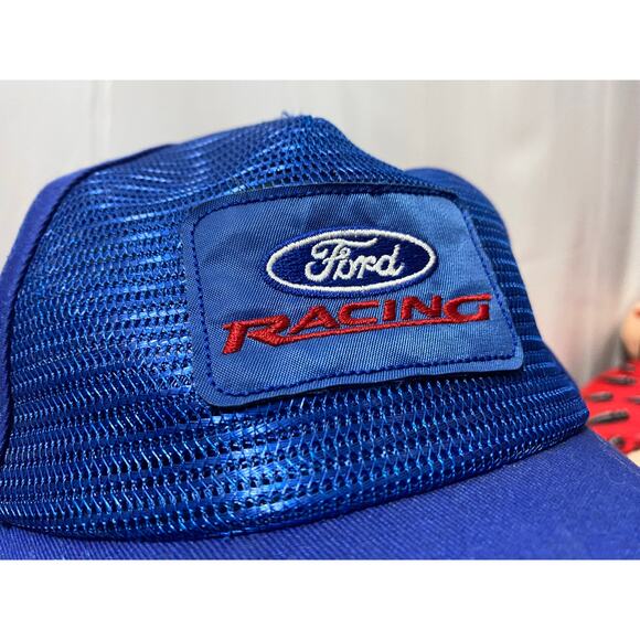 Ford Oval Vintage Patch Hat Blue Trucker Retro Mesh snapback - Picture 7 of 8